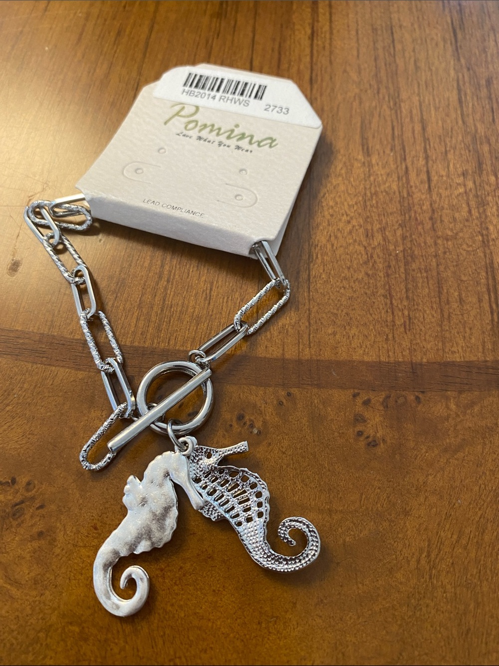 Pomina Silver Seahorse Toggle Bracelet